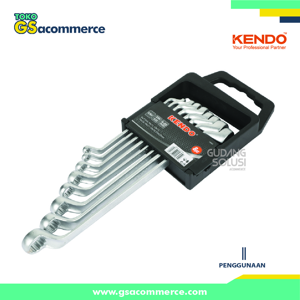 KENDO 15845 Kunci Ring Pas Set/8pc Double Offset Ring Spanner Set